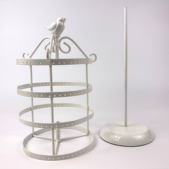 Urban Outfitters Spinning Bird Metal Jewelry Stand White Earrings Nacklaces See - Picture 6 of 10